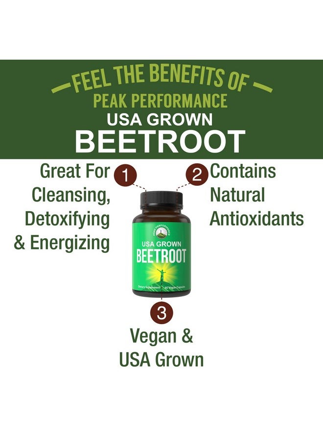 Peak Performance Beet Root Vegan Capsules. Usa Grown Beets Juice Powder Super Food Pills 1200 Mg. Nitric Oxide Energy Boosting Beetroot Polyphenol Support Supplement  - Image 4