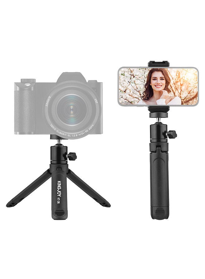 Kingjoy KT-26 Mini Desktop Tripod Rotatable Ball Head with Extendable Cold Shoe Phone Clip 1/4 Inch Screw for Smartphone Camera Selfie Video Recording Live Stream  - Image 3