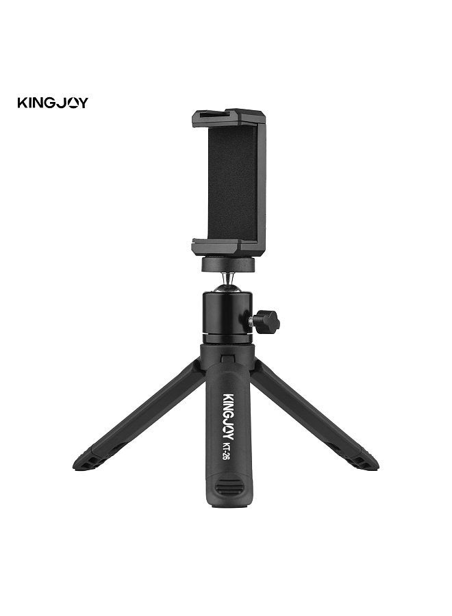 Kingjoy KT-26 Mini Desktop Tripod Rotatable Ball Head with Extendable Cold Shoe Phone Clip 1/4 Inch Screw for Smartphone Camera Selfie Video Recording Live Stream  - Image 2