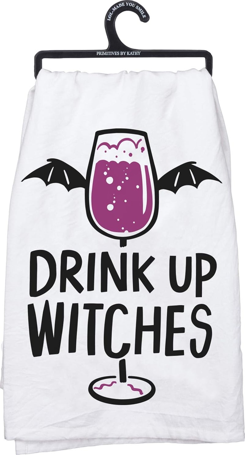 Primitives by Kathy Drink Up Witches Home Dcor Kitchen Towel - Image 1