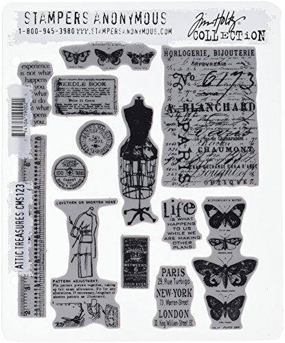 Stampers Anonymous Tim Holtz Cling Rubber Stamp Set, 7-Inch by 8.5-Inch, Attic Treasures - Image 4