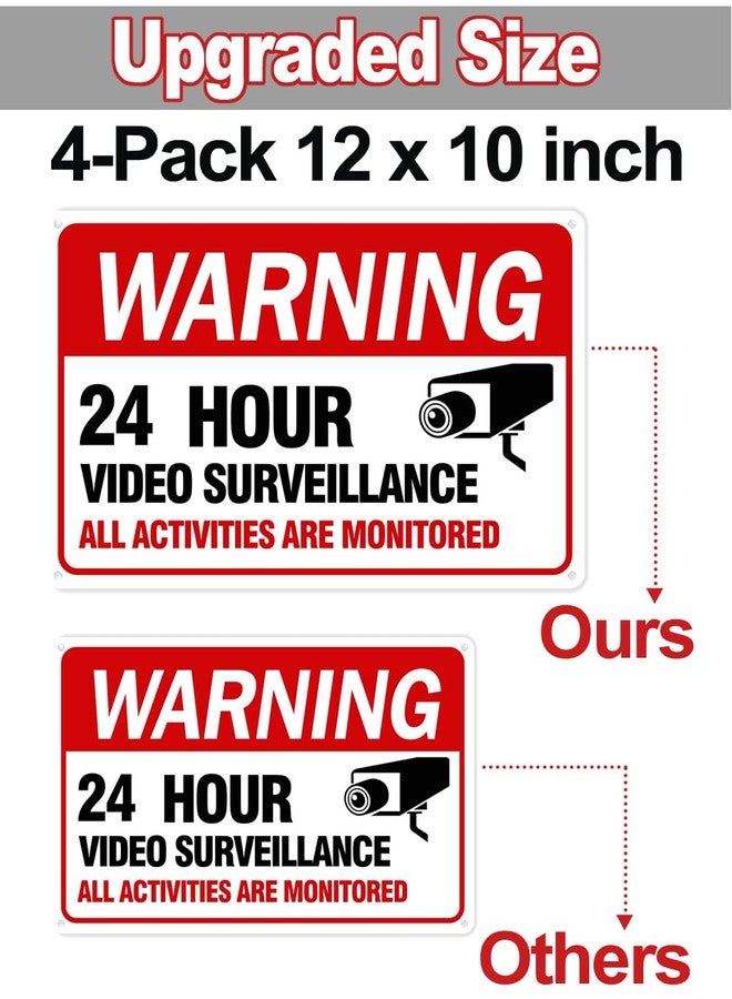 multiwins Video Surveillance Sign, 4-Pack 12"x 8" Security Camera Signs, Reflective and Waterproof Material 24 Hour Surveillance Sign For Home/Business - Image 2