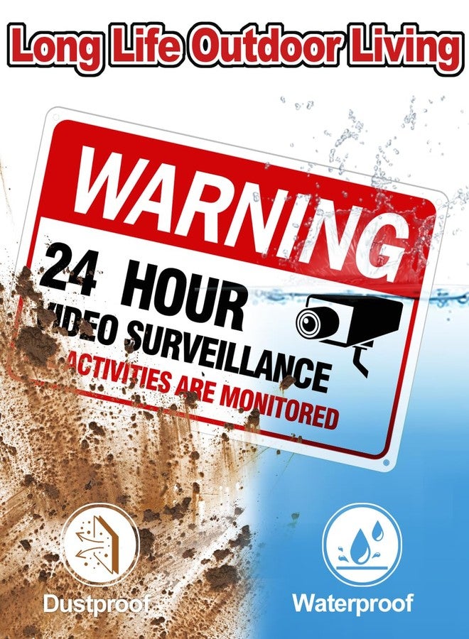 multiwins Video Surveillance Sign, 4-Pack 12"x 8" Security Camera Signs, Reflective and Waterproof Material 24 Hour Surveillance Sign For Home/Business - Image 4