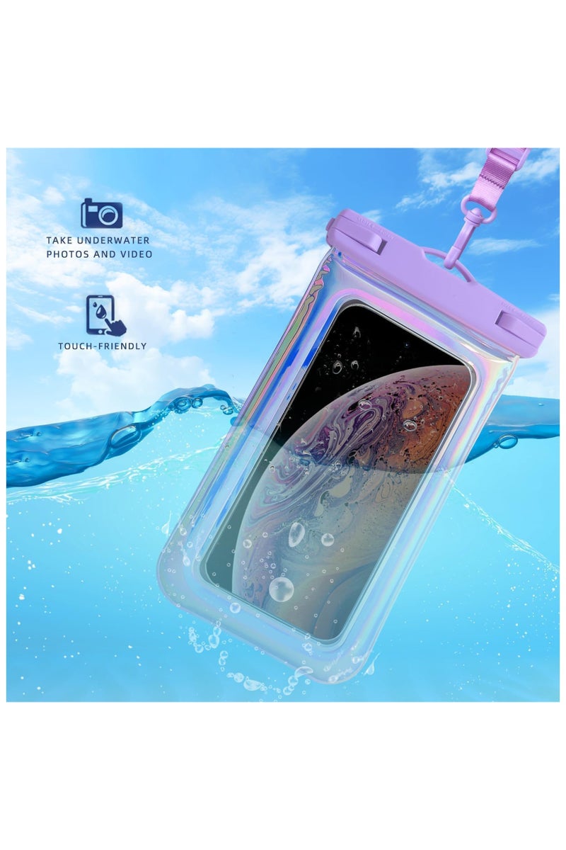 ساكن حقيبة هاتف مقاومة للماء، 18 سم، حافظة جافة عائمة IP68 لهاتف iPhone 16 Pro Max/15/14/13/12، أساسيات الشاطئ والرحلات البحرية مع حزام للرقبة (أرجواني قزحي) - Image 5
