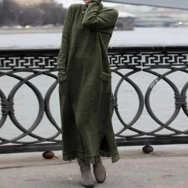 2024 New AliExpress Autumn New Loose plus size Knitted Lace Long Dress fleece-lined Sweater Casual dress Orange - Image 5