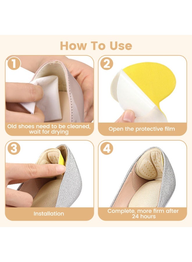 NAKODU Back of Heel Cushion Pads, 8Pcs Mesh Adhesive Heel Grips Inserts for Boots, Loose Shoes Too Big, Reusable Heel Guards Liners for Women Men, Anti Blister Shoe Liners Heel Protectors - Image 4