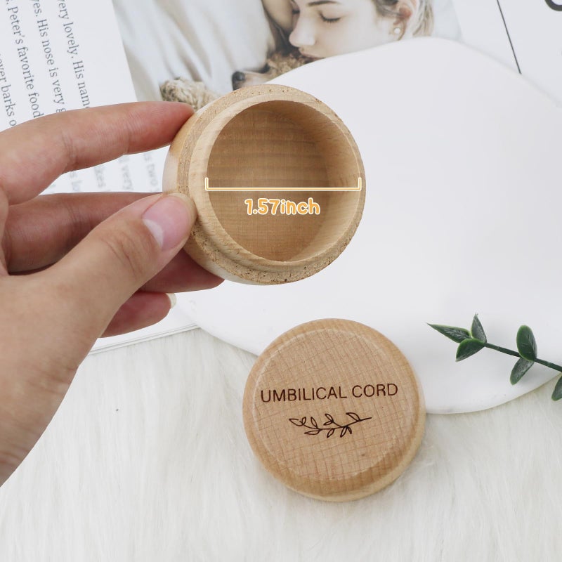 Thootyriaf Modern Wooden Baby Umbilical Cord Memorial Box (Umbilical Cord Box) - Newborn, Christening - 2" x 2" x 1.4" - Stackable, Rust-Proof, Non-Toxic - Image 4