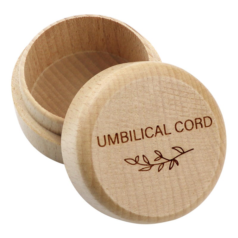 Thootyriaf Modern Wooden Baby Umbilical Cord Memorial Box (Umbilical Cord Box) - Newborn, Christening - 2" x 2" x 1.4" - Stackable, Rust-Proof, Non-Toxic - Image 1