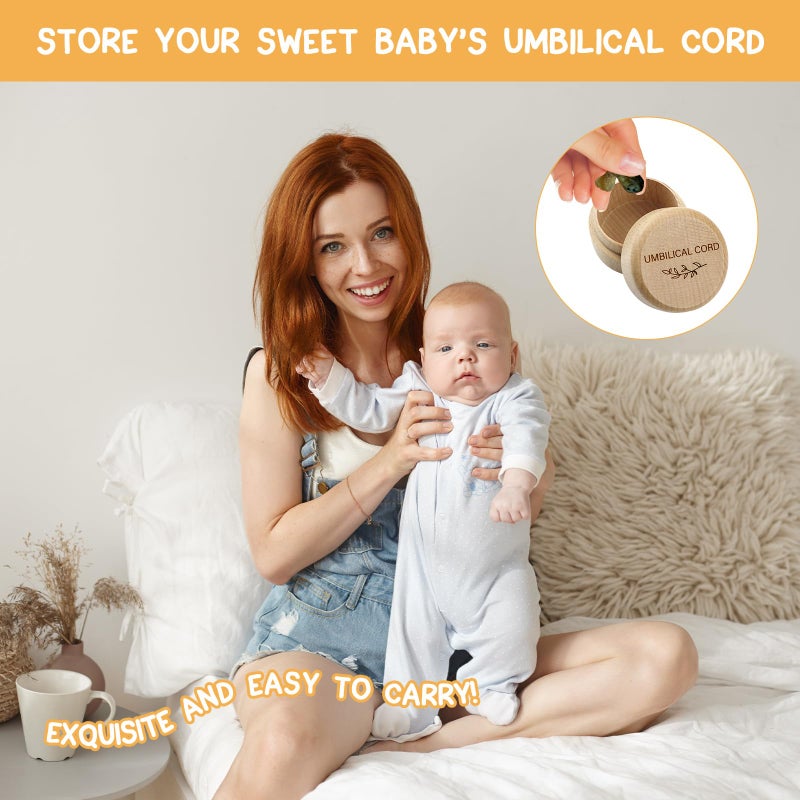 Thootyriaf Modern Wooden Baby Umbilical Cord Memorial Box (Umbilical Cord Box) - Newborn, Christening - 2" x 2" x 1.4" - Stackable, Rust-Proof, Non-Toxic - Image 3