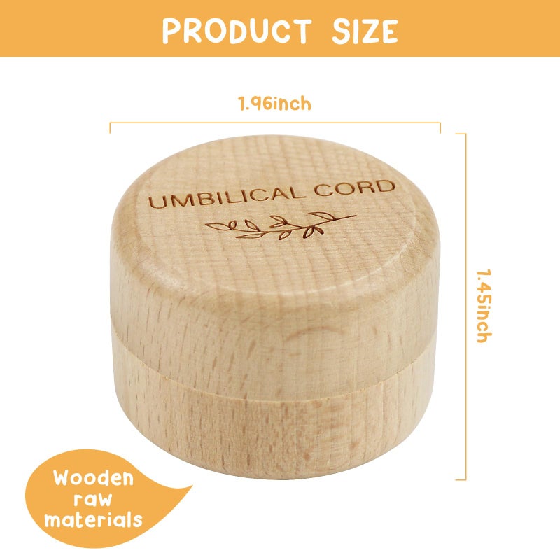 Thootyriaf Modern Wooden Baby Umbilical Cord Memorial Box (Umbilical Cord Box) - Newborn, Christening - 2" x 2" x 1.4" - Stackable, Rust-Proof, Non-Toxic - Image 2