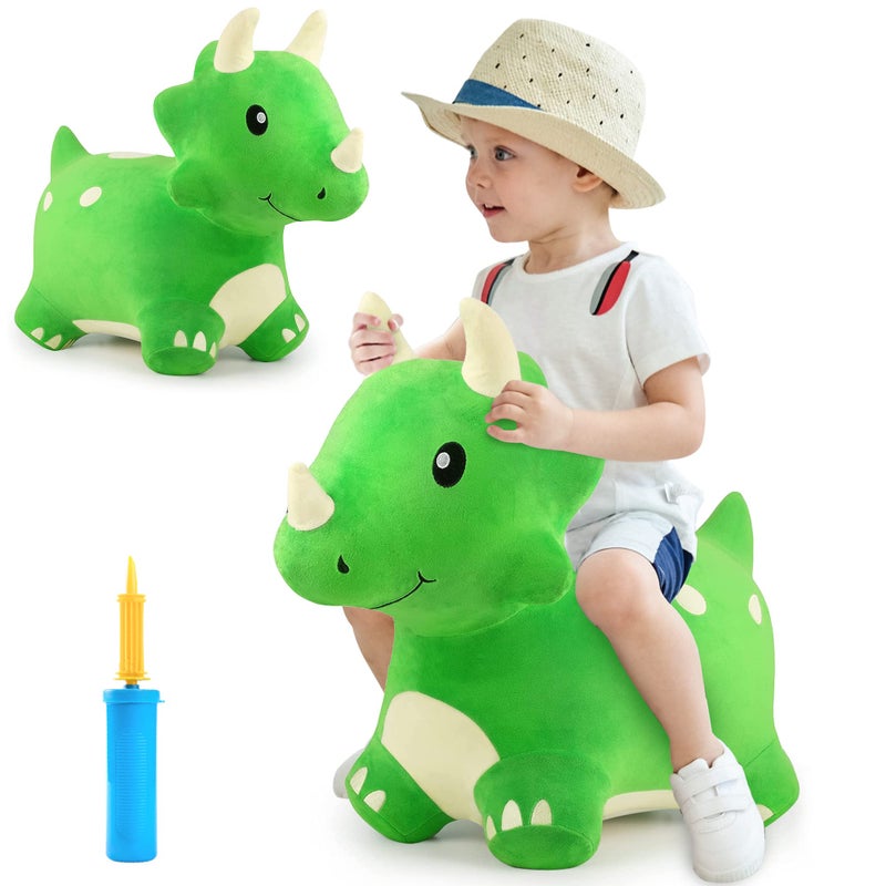 iPlay, iLearn iPlay iLearn Bouncy Pals Dinosaur Hopper Toy 2 Year Old Boy Toddler Plush Bounce Animals Ride on Bouncing Triceratops for Kids Outdoor Hopping Horse Bouncer Cool Birthday Gifts 3 4 5 6 Yr Girls