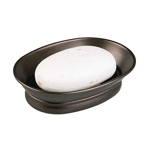 InterDesign iDesign York Countertop Bar Soap Dish, Metal Soap Holder for Bathroom, Shower, Vanity, 3.87" x 5.5" x 1.4", Bronze - Image 1