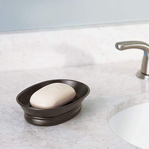 InterDesign iDesign York Countertop Bar Soap Dish, Metal Soap Holder for Bathroom, Shower, Vanity, 3.87" x 5.5" x 1.4", Bronze - Image 2