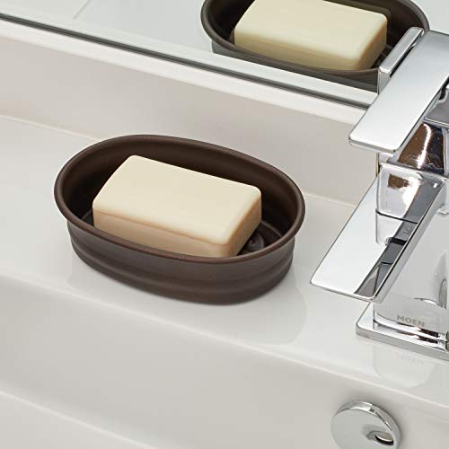 InterDesign iDesign York Countertop Bar Soap Dish, Metal Soap Holder for Bathroom, Shower, Vanity, 3.87" x 5.5" x 1.4", Bronze - Image 3