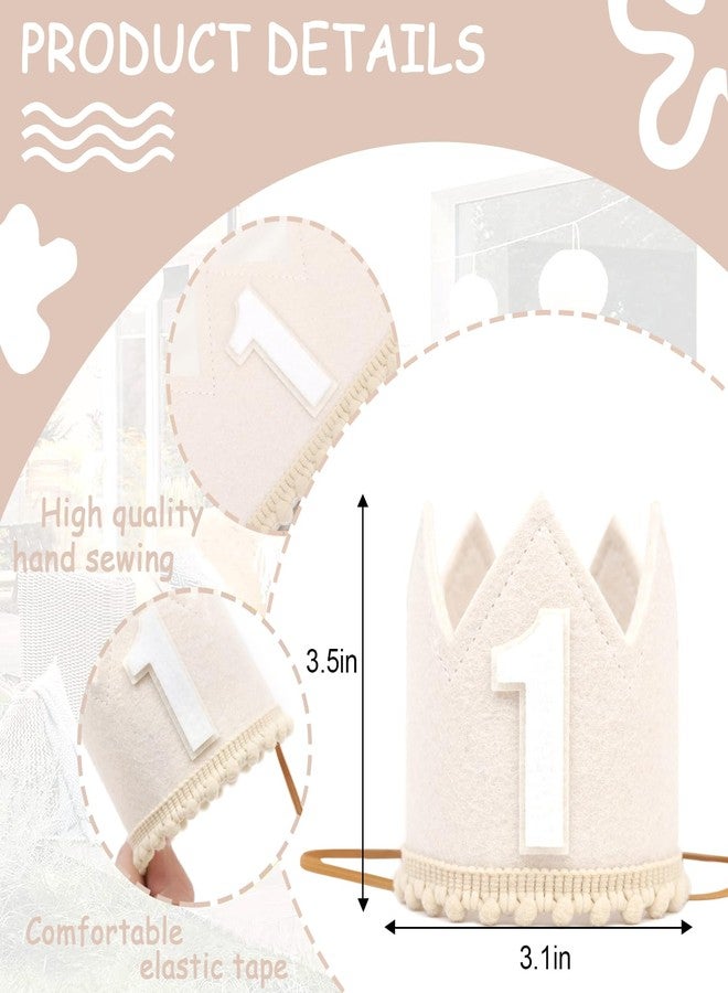 HIKLO First Birthday Crown - Crown Hat for Baby Boy/Girl, 1st Birthday Party Decoration, Cake Smash Photo Props, Outfits for Baby (Boho 1st Birthday Crown) - Image 2