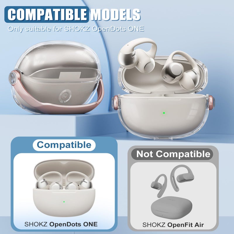 Wowwat for SHOKZ OpenDots ONE Case,Safety Lock Cases for SHOKZ OpenDots One's with Cleaner Kit, Men for Women with Keychain (Rose Gold) - Image 2