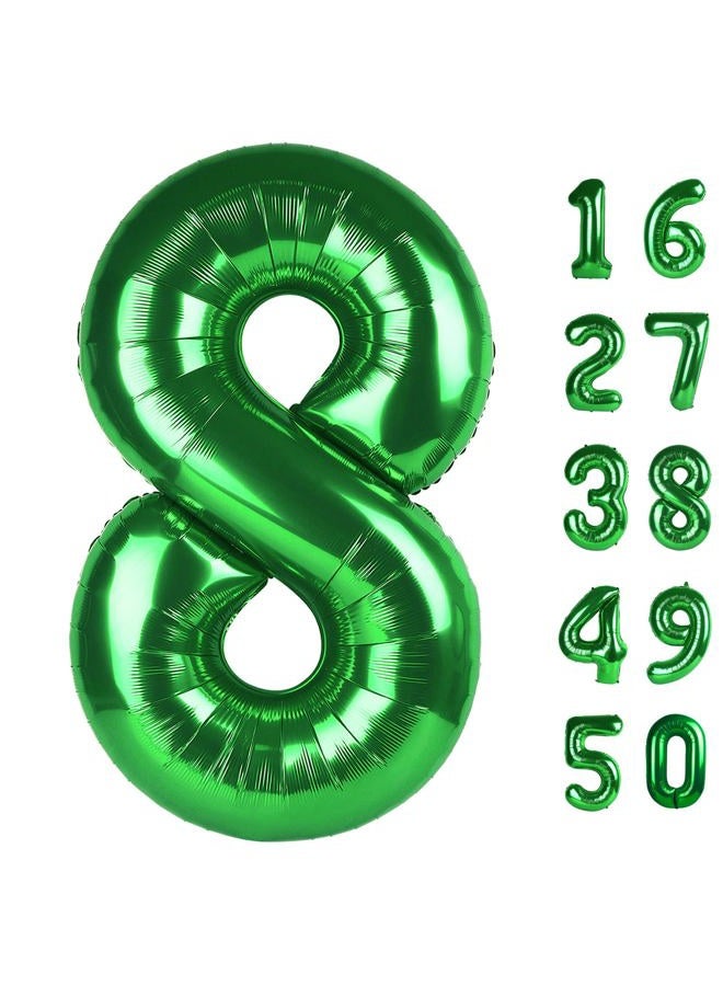 Kelfuoya 40 Inch Balloon Number 8 Green, Large Foil Green Number Balloons 8 18 28 for Girls Women, Digital 8 Helium Balloons for 80 88 Birthday Party Supplies Anniversary Event Celebration Decorations - Image 1