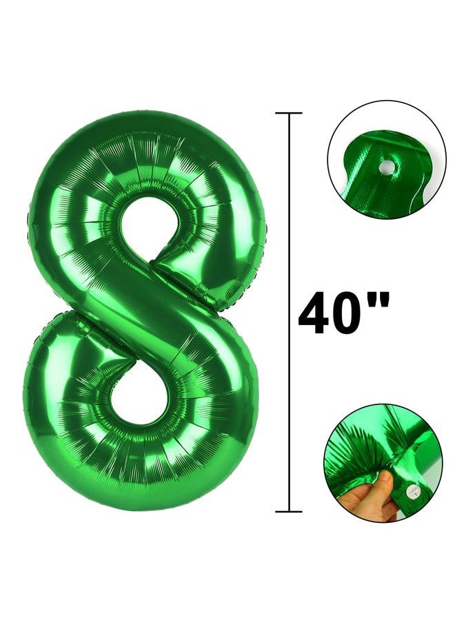 Kelfuoya 40 Inch Balloon Number 8 Green, Large Foil Green Number Balloons 8 18 28 for Girls Women, Digital 8 Helium Balloons for 80 88 Birthday Party Supplies Anniversary Event Celebration Decorations - Image 2
