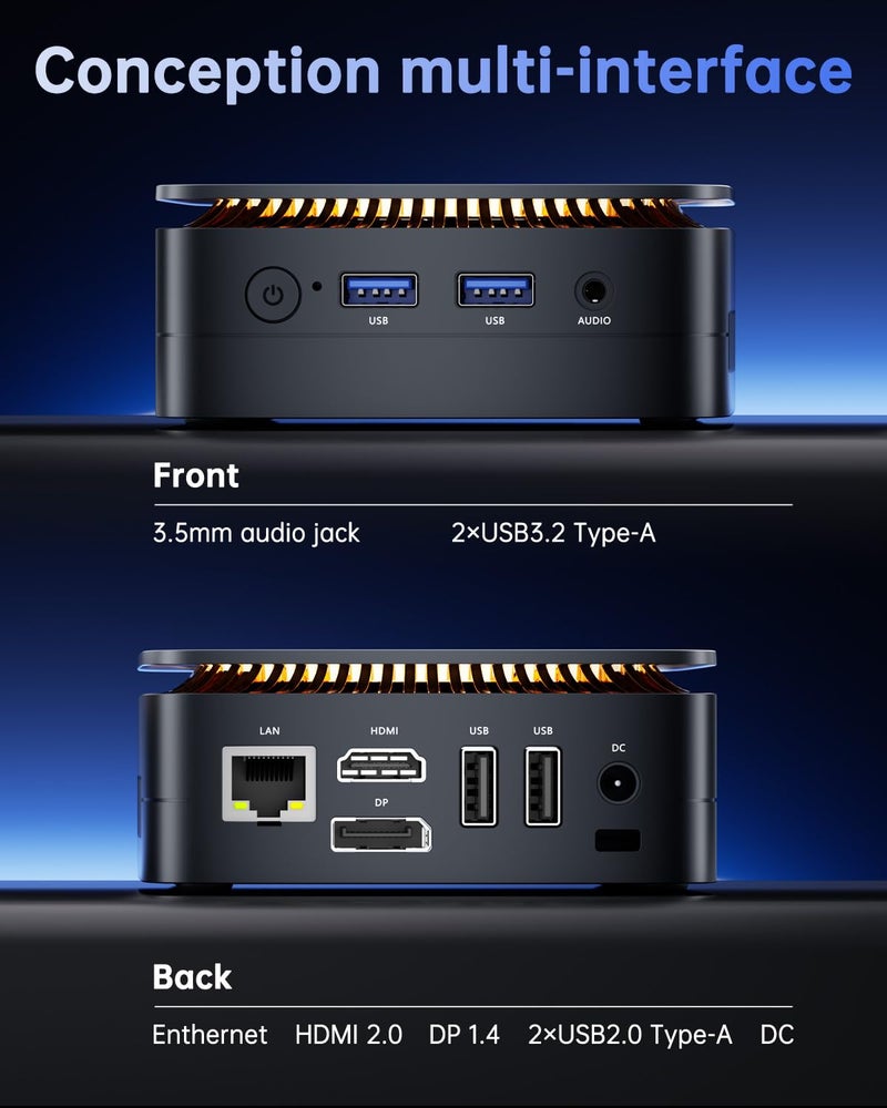 KAMRUI Essenx E1 Mini PC, N150 Processor (Up to 3.6GHz), Mini Desktop Computers 16GB DDR4 1TB SSD Support 4K UHD, LAN, WiFi/BT 4.2, Micro Tower for Business, Office, Home Server - Image 2
