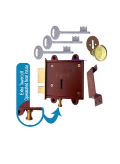 Foora Foora Entry 2in1 Door InterlockBrown Polished Finish 3 Keys with A Tower Bolt 8 LeverOperated Both Side of The Door Lock  - Image 2