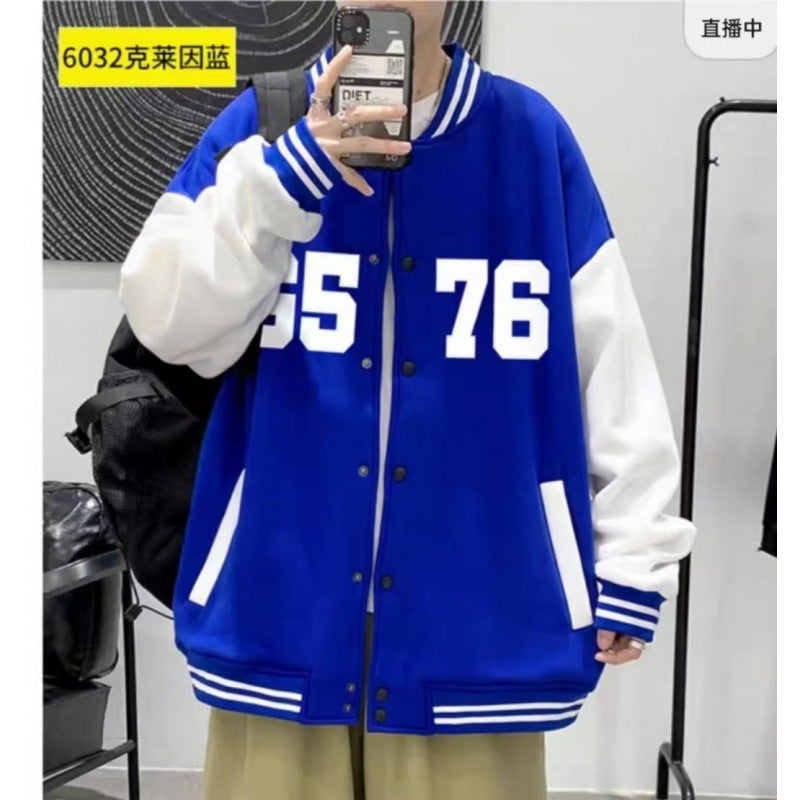 New Men'S Jackets Casual Jackets Color Matching Printed Boys' Baseball Uniforms Student Sports Class Uniforms - Image 1