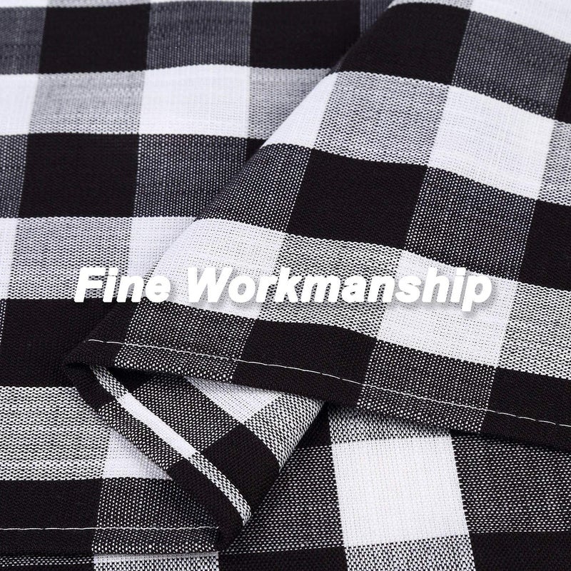 Amzdecor Classic Country Farmhouse Linen Window Window Stretains Buffalo Check Buffle Window Starting Heavy Yarn Dalaid Plaid Gingham Half Window Kitchen Cafe Sertains 28 "W × 36" "L Black/White - Image 3