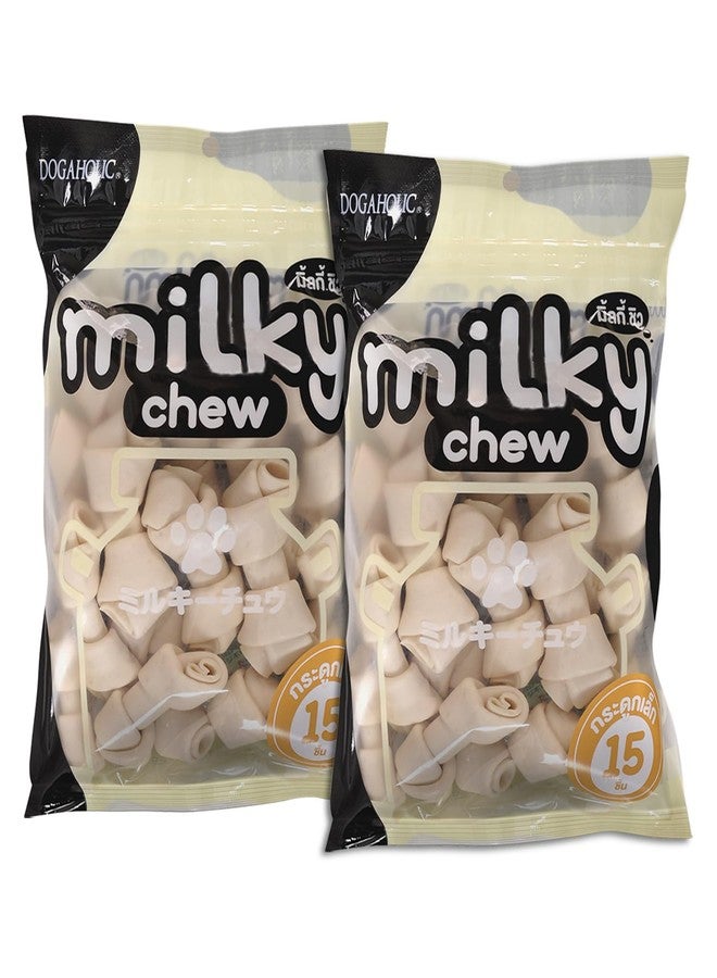 Rena, Dogaholic Milky Chews Knotted Bone Dog Treats (15 Pieces) Pack of 2 - Image 1