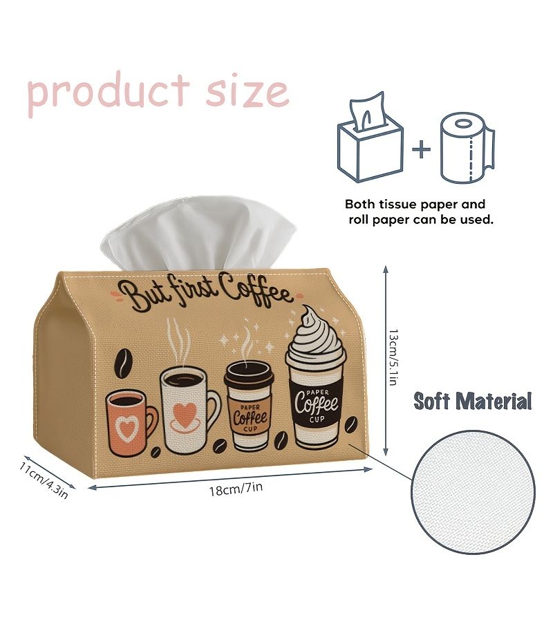 Coffee But First Tissue Box 4.3x5.1x7in Cute Decorative Storage For Kitchen - Image 4