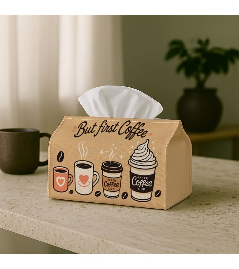 Coffee But First Tissue Box 4.3x5.1x7in Cute Decorative Storage For Kitchen - Image 2