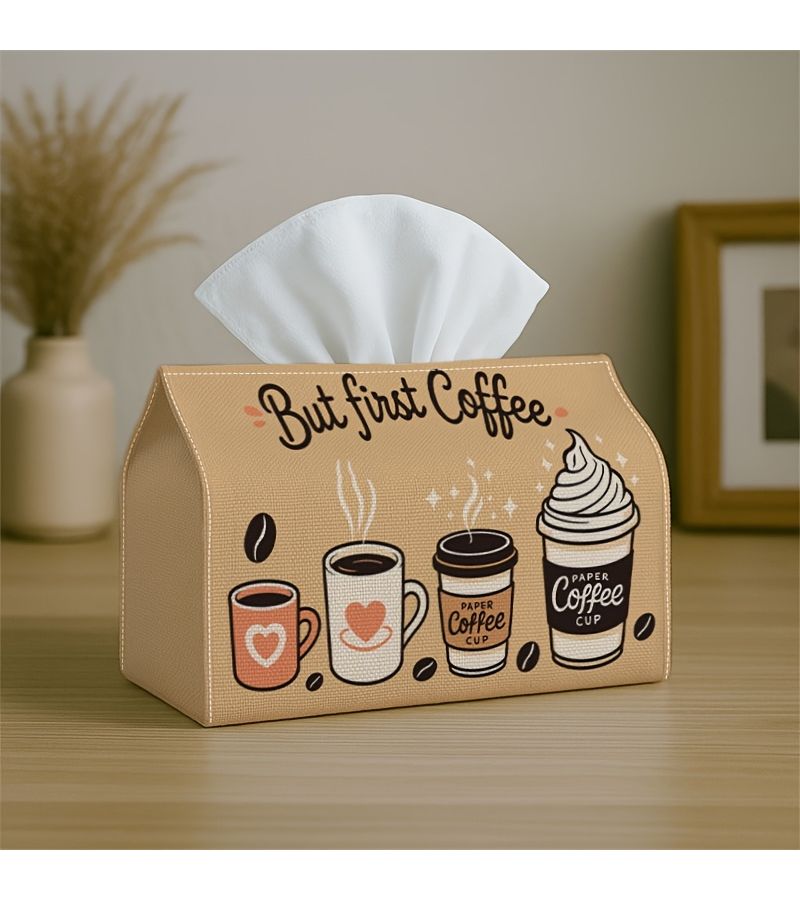 Coffee But First Tissue Box 4.3x5.1x7in Cute Decorative Storage For Kitchen - Image 5
