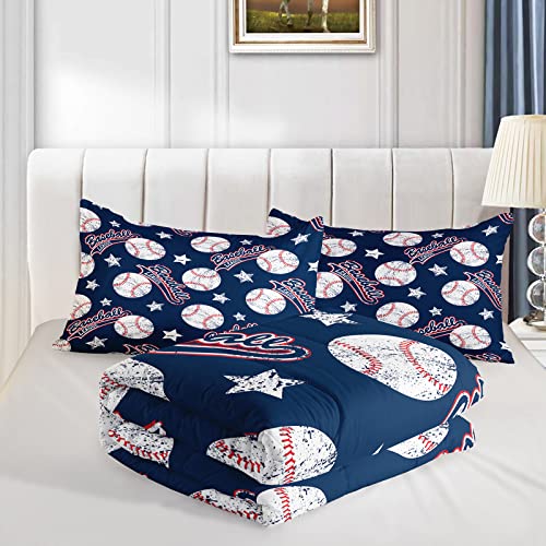 QOOMO 3D Baseballs Comforter Twin Size,Blue Baseball Kids Bedding Set,3Pcs Bedding Set Printed Comforter with 2 Pillowcases,Down Alternative,Soft and Lightweight,for All Seasons - Image 3
