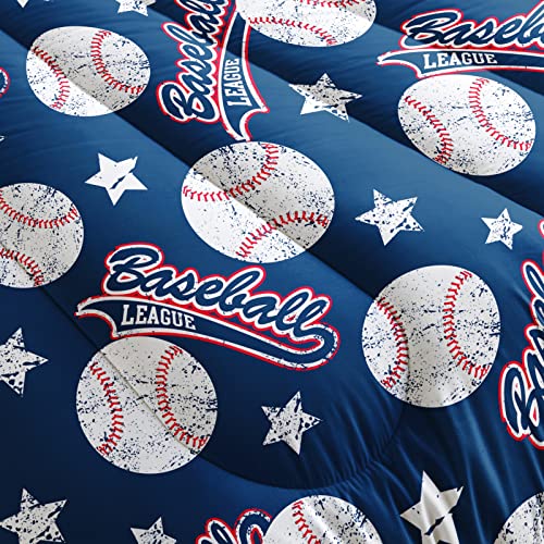 QOOMO 3D Baseballs Comforter Twin Size,Blue Baseball Kids Bedding Set,3Pcs Bedding Set Printed Comforter with 2 Pillowcases,Down Alternative,Soft and Lightweight,for All Seasons - Image 4