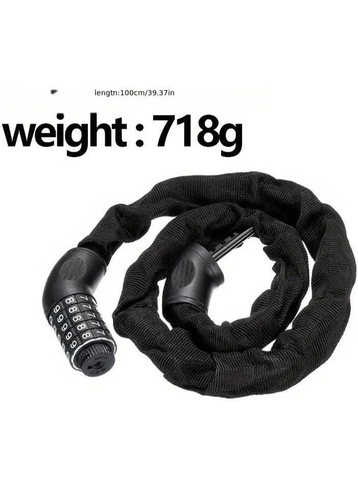 Arabest Iron Chain Bike Lock with 5-Digit Combination Password, Anti-Theft Unfinished Button Control Uncharged Security Lock for Mountain Bikes, Motorcycles, and Bicycle Accessories - Image 3