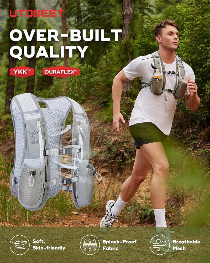 UTOBEST Running Vest, 5L Hydration Vest Lightweight, Breathable and Sweatproof Running Backpack, Adjustable Running Hydration Vest for Trail Running Marathon Race Jogging Cycling - Image 4