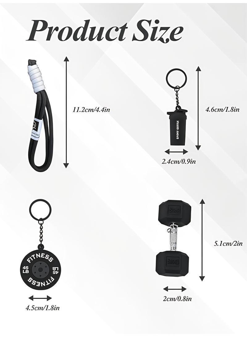 Aura Style 4-in-1 Fitness Keychain - Black Gym Bag Charm with Dumbbell, Shaker & Weight Plate – Professional Sporty Keychain for Women - Image 5