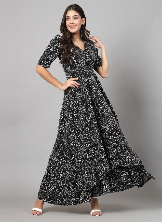 RAASSIO فستان ماكسي مطبوع بنقاط البولكا للنساء - Image 1