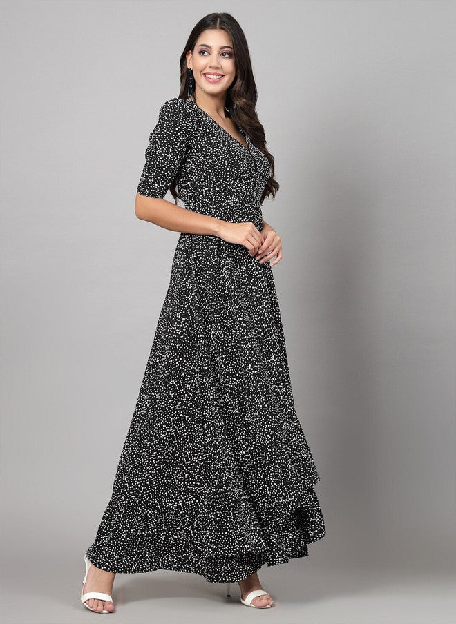 RAASSIO فستان ماكسي مطبوع بنقاط البولكا للنساء - Image 3
