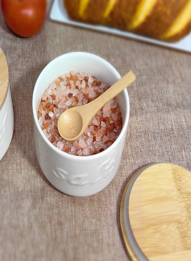 NAXIHOPT Salt Cellar with Lid and Spoon, 16 OZ Airtight Salt Container for Countertop, Ceramic Storage Container for Spices, White - Image 5