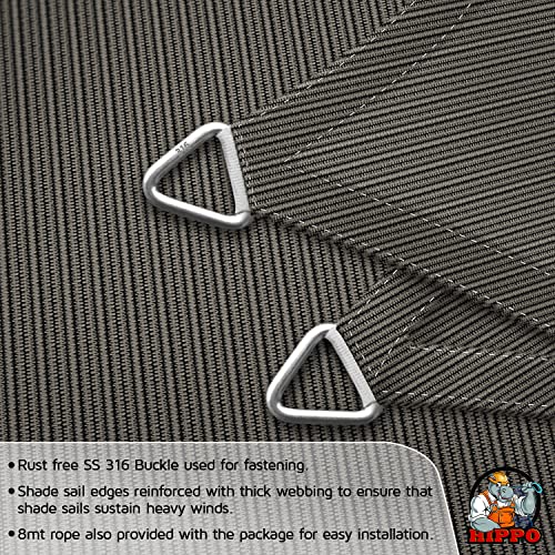 HIPPO Rectangle Shade Sail Affordable & Premium 230 GSM Sun Shade UV Block for Canopy Outdoor Patio Car Parking (Desert-Storm, 12FTX16FT) - Image 3