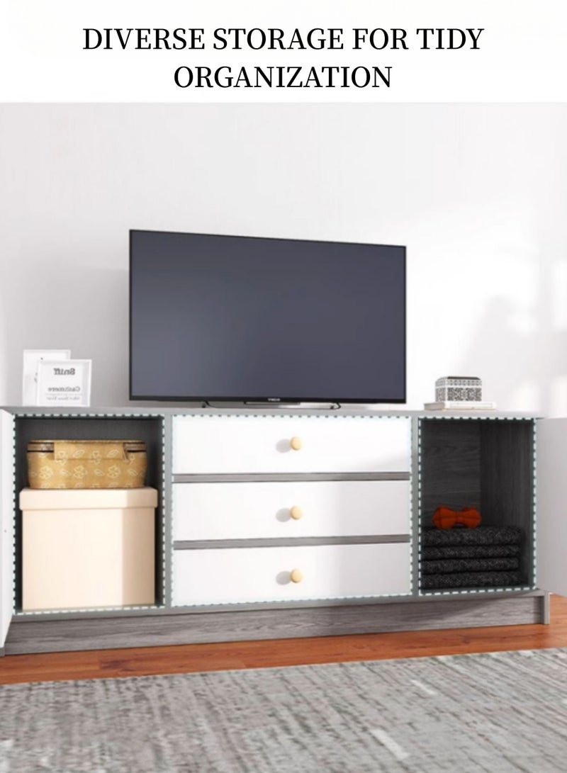GoldenLike  طاولة تلفزيون، خزانة تلفزيون، حامل تلفزيون مع تخزين وأدراج، أثاث غرفة المعيشة خزانة تلفزيون، رفوف حامل تخزين الوسائط الحديثة طاولة وحدة تلفزيون رف تلفزيون - Image 3