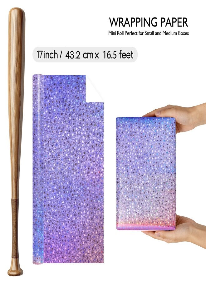 Vnaaem Pink Holographic Wrapping Paper Roll - Metallic Foil Stars Design Gift Wrap for Birthday Kpop Party Graduation Wedding Baby Shower(17 IN x 16.5 Ft - Image 5