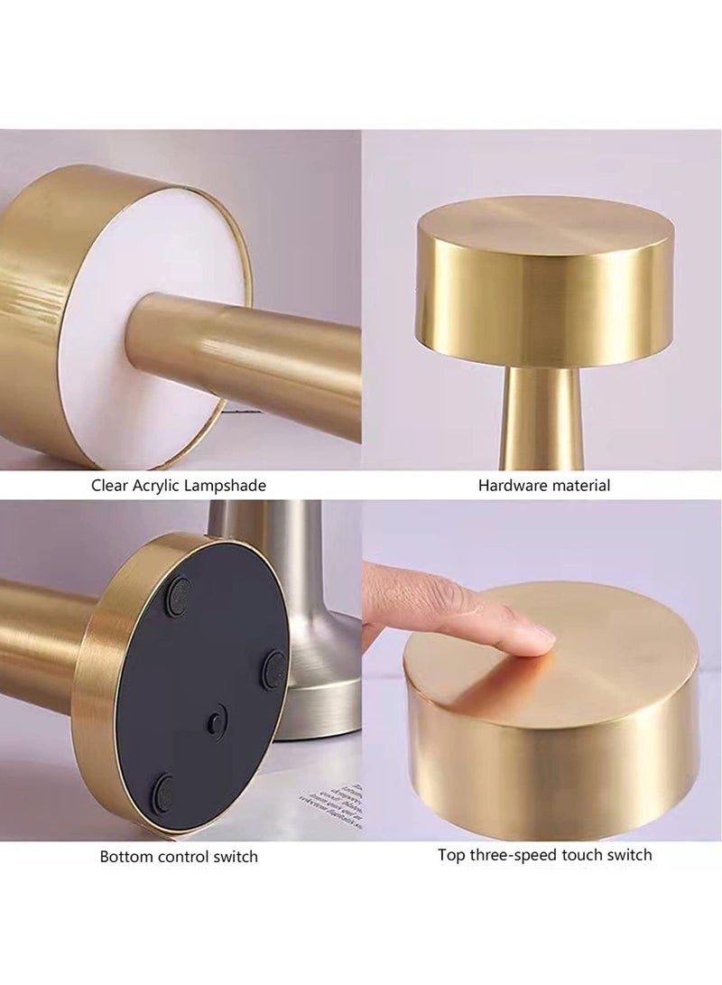 Table Lamp,Modern Rechargeable Cordless Touch Sensor LED Desk lamp 3 Ways Dimming,with USB Cord for Bar Restaurant Bedroom Bedside Nightstand Lighting (GOLD) - Image 2