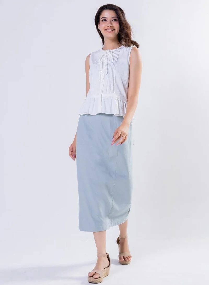 Zigzag Side Open Cotton Skirt