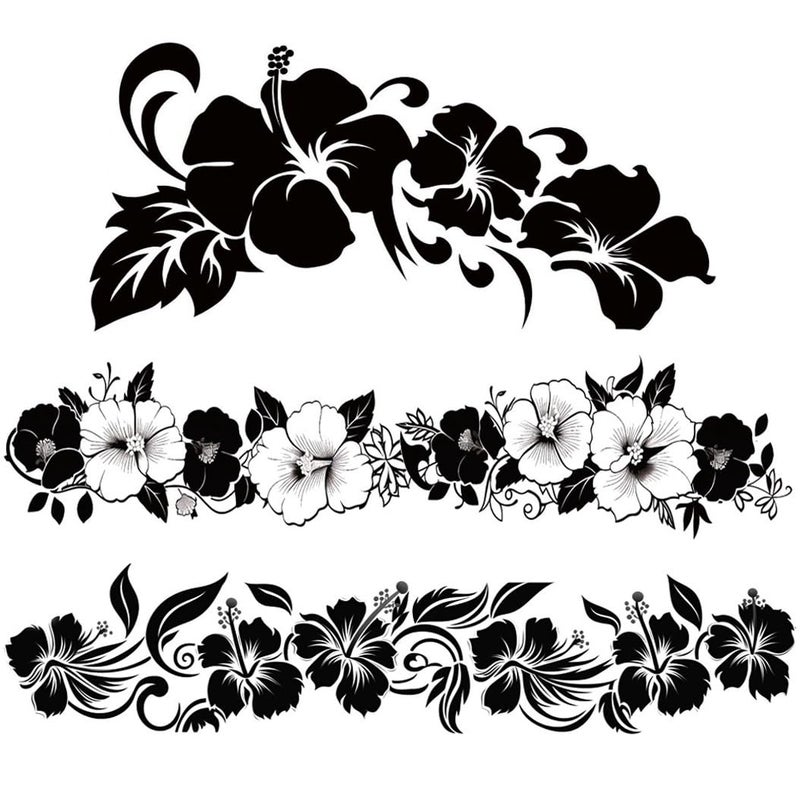 Artsure 6 Sheets Temporary Fake Tattoos For Men Adults Various Hibiscus Hawaiian Tropical Flowers Temporary Fake Tattoo For Women Neck Arm Chest For Woman 3 7 X 3 7 Inch