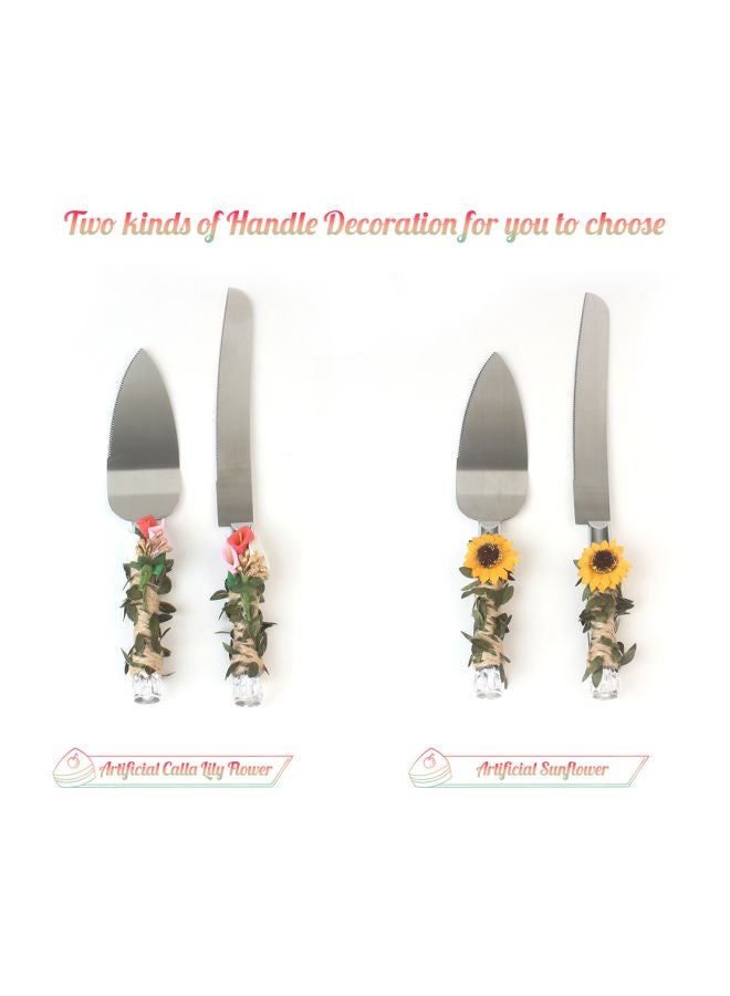 Stainless Steel Wedding Cake Knife And Server Set Silver/Beige/Green  - Image 3
