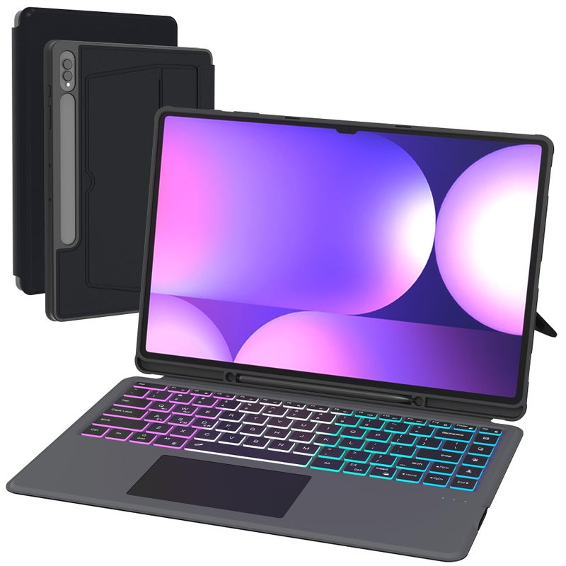 SNOODU for Samsung Galaxy Tab S9 UltraS8 UltraS10 Ultra 146 Keyboard Case 7 Color Backlit Detachable Keyboard with Trackpad Dex Key Smart Touchpad Magnetic Laptoplike Portable Study Key board Cover - Image 2
