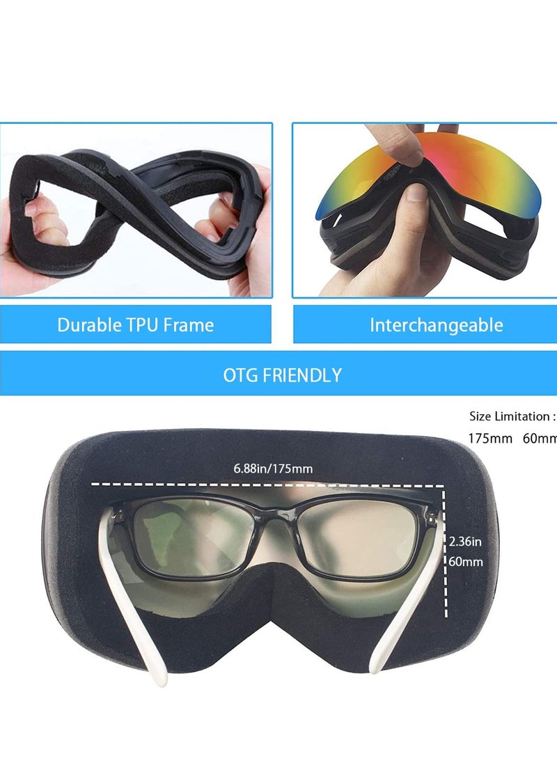 SYOSI Ski Goggles Snowboard Glasses, OTG Framless Anti-Fog Spherical Interchangeable Lens 100% UV 400 Protection, Foam Anti-Scratch Dustproof for Men Women Youth Adult  - Image 4