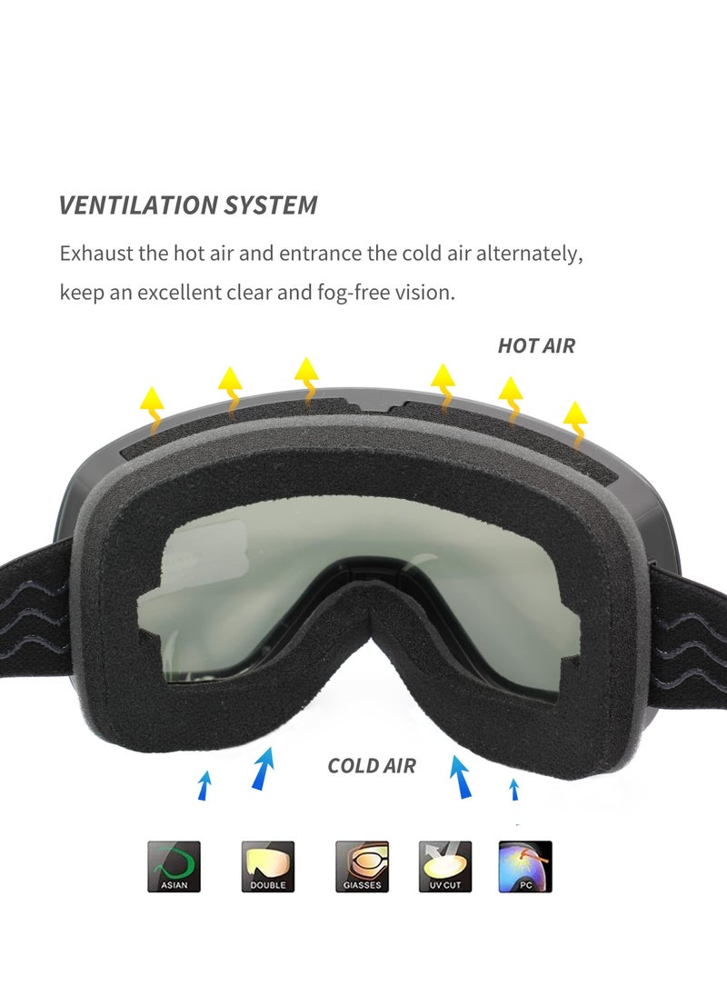 SYOSI Ski Goggles Snowboard Glasses, OTG Framless Anti-Fog Spherical Interchangeable Lens 100% UV 400 Protection, Foam Anti-Scratch Dustproof for Men Women Youth Adult  - Image 3
