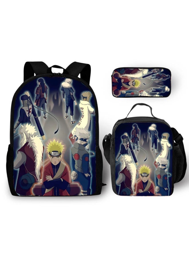 ناروتو على ظهره مقلمة حقيبة ثلاثة قطعة دعوى الرجال والنساء الترفيه الرياضة حقيبة السفر طالب حقيبة المدرسة - Image 1