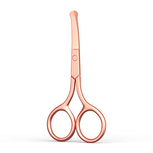 AsonTao Safety Round Tip Nose Hair and Eyebrow Scissors Gold Stainless Steel Small Grooming Tool for Painless Trimming of Nasal Cavity Ear Eyelashes Beard and Mustache AsonTao - Image 1